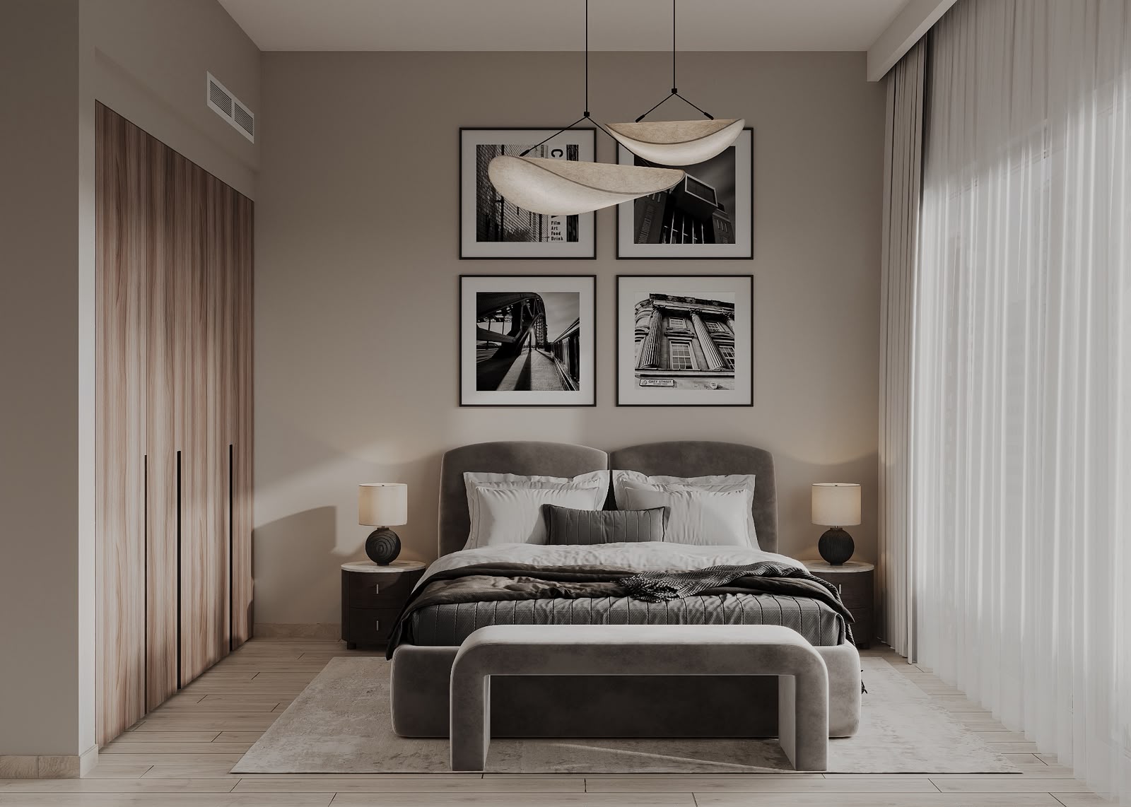 Interior inspiration with fitted wardrobes and a calm material palette